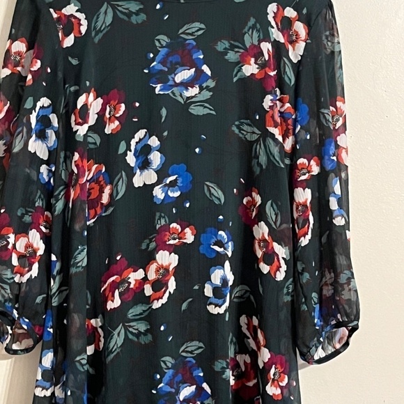 Calvin Klein Dress S Green Floral Mini Sheer Flowy Tropical Boho Western Preppy - Picture 4 of 12